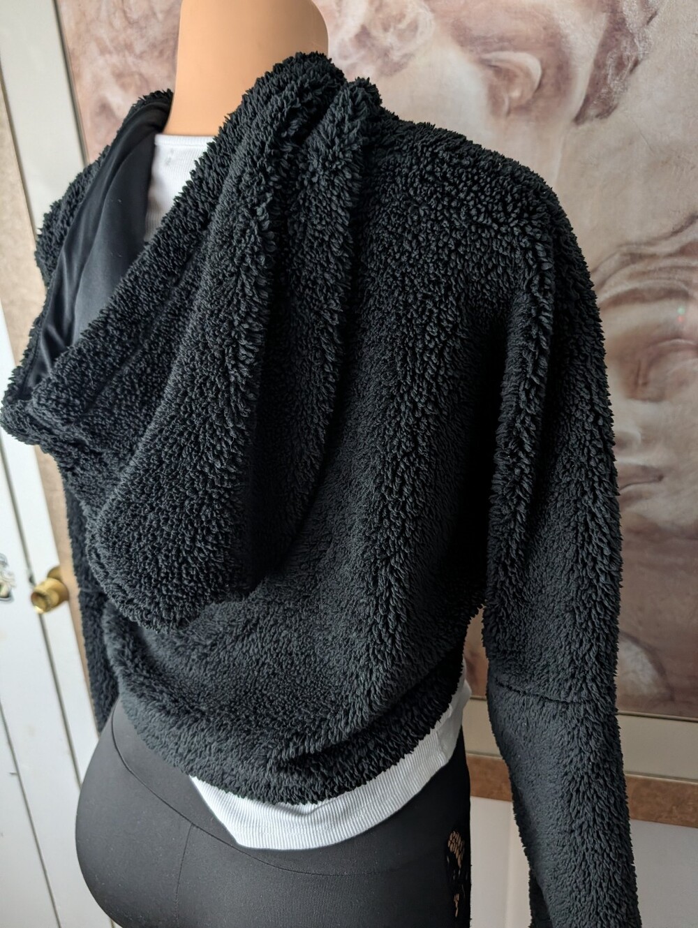 Gabrielle Union Co. Rule The World" cropped faux-fur sherpa hoodie Size XS - Picture 5 of 6